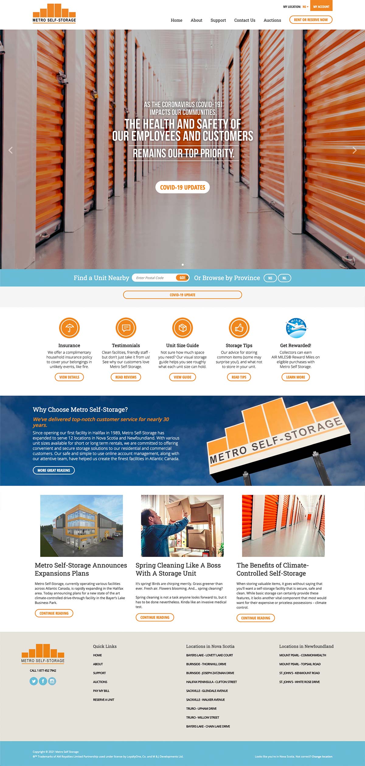 Metro Self Storage Website Design